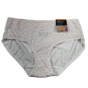 Bali Women's Size 7 Large Panty Brief Hipster White Brown Floral New With Tags
